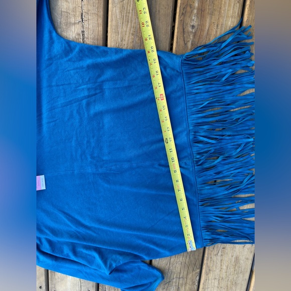 Terre Bleue Women's Short Sleeved Cowl Neck Top With Fringe Size S - Picture 4 of 9